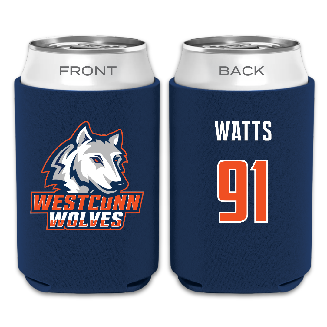 Western Connecticut State University Football Navy Can Cooler - #91 Avery Watts