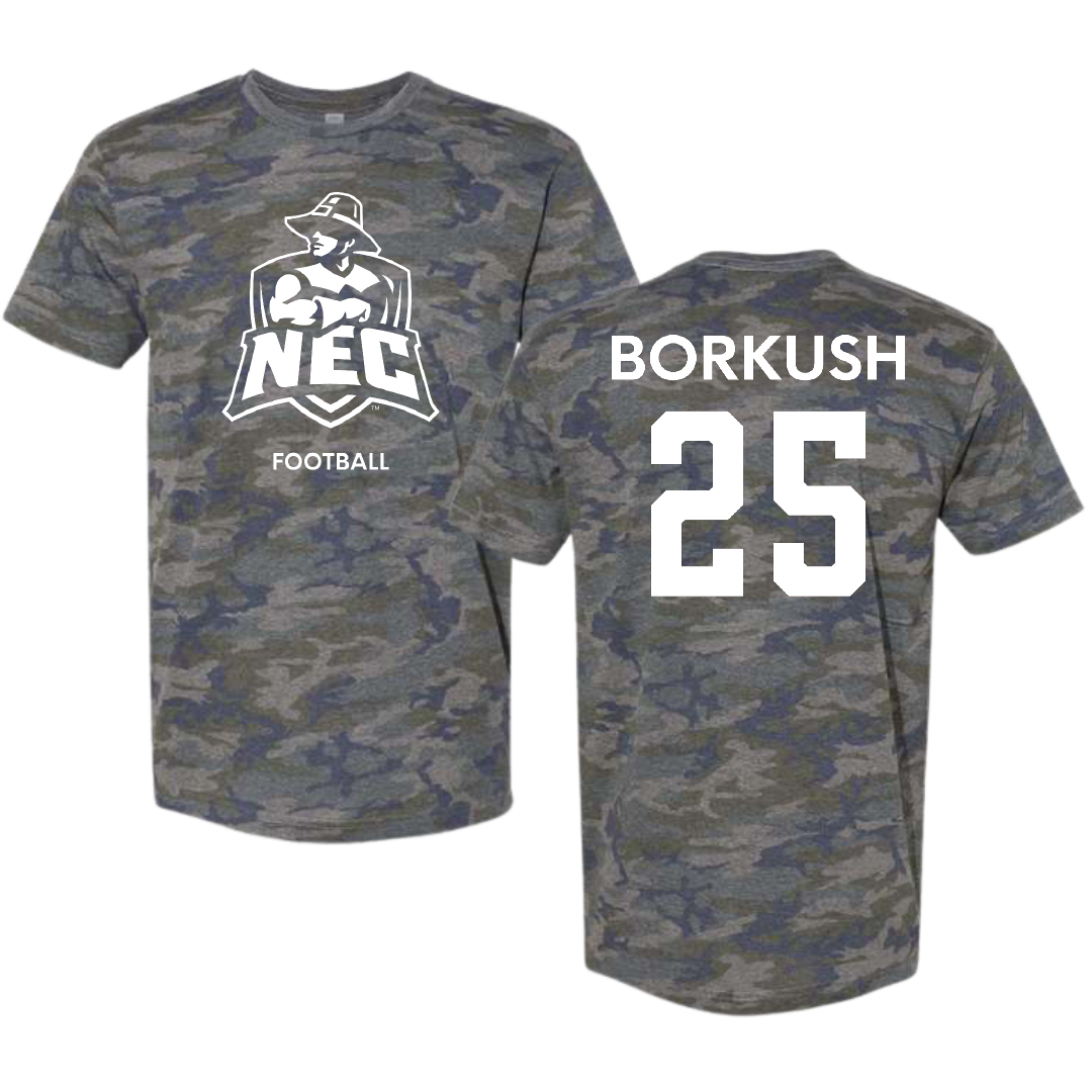 New England College Football Vintage Camo Tee - #25 Jackson Borkush