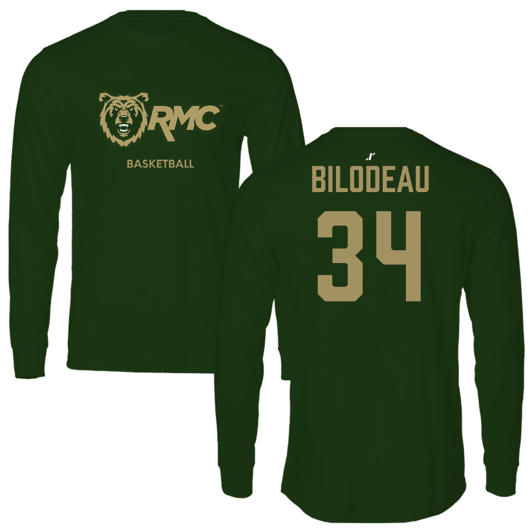 Rocky Mountain College Basketball (M) Forest Green Performance Long Sleeve - #34 Jacob Bilodeau