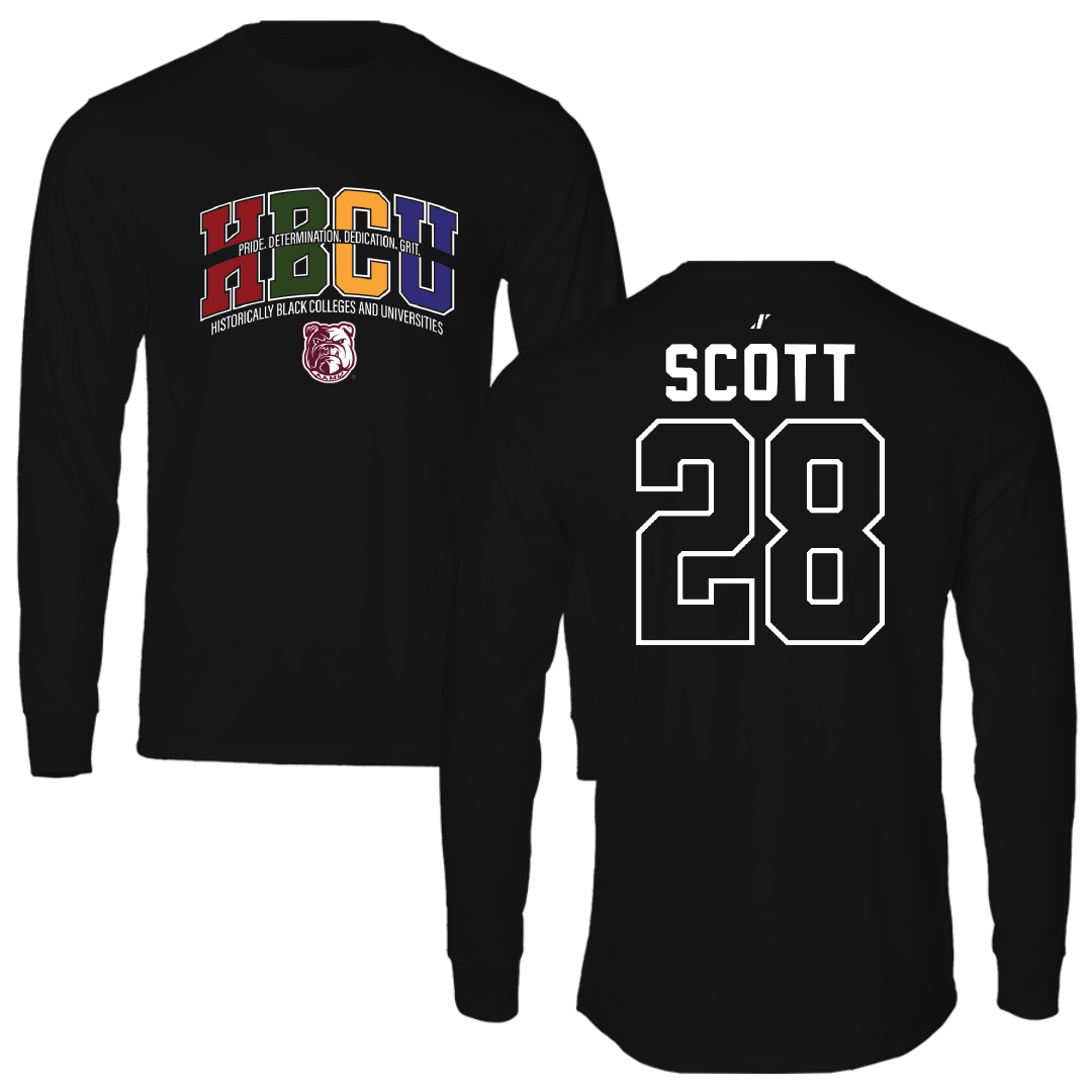 Alabama A&M University Baseball Black HBCU Long Sleeve - #28 Trey Scott