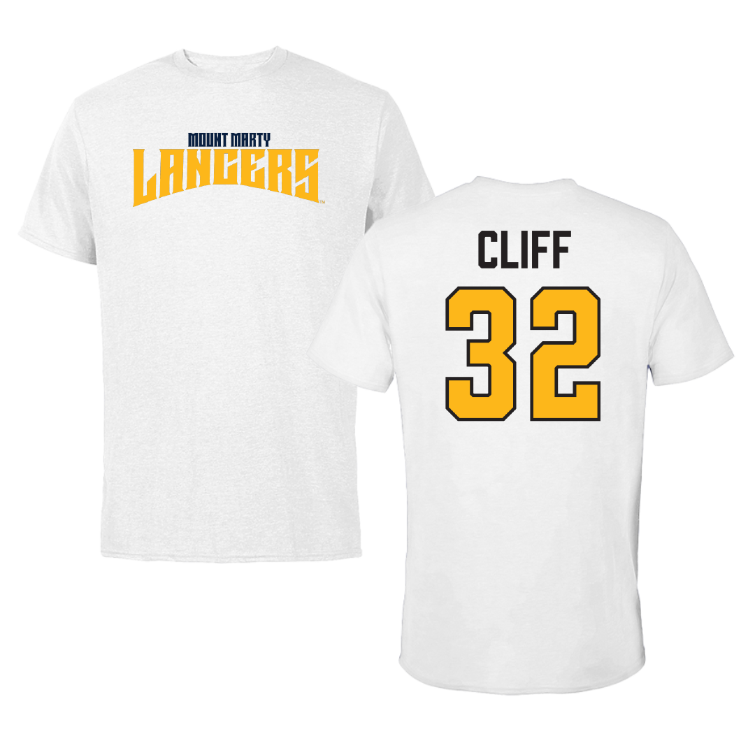 Mount Marty University Football White Classic Tee - #32 Isaac Cliff