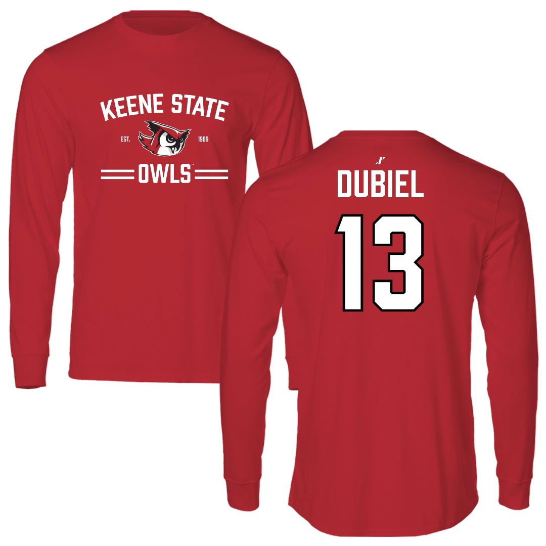 Keene State College Lacrosse (M) Red General Performance Long Sleeve - #13 Jake Dubiel