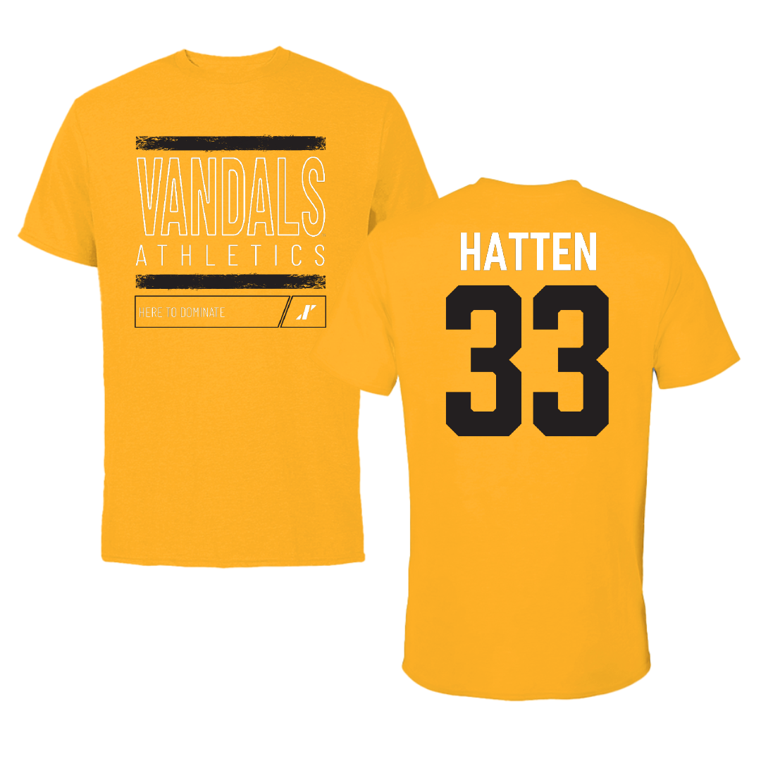 University of Idaho Basketball Gold Dominate Performance Tee - #33 Jack Hatten
