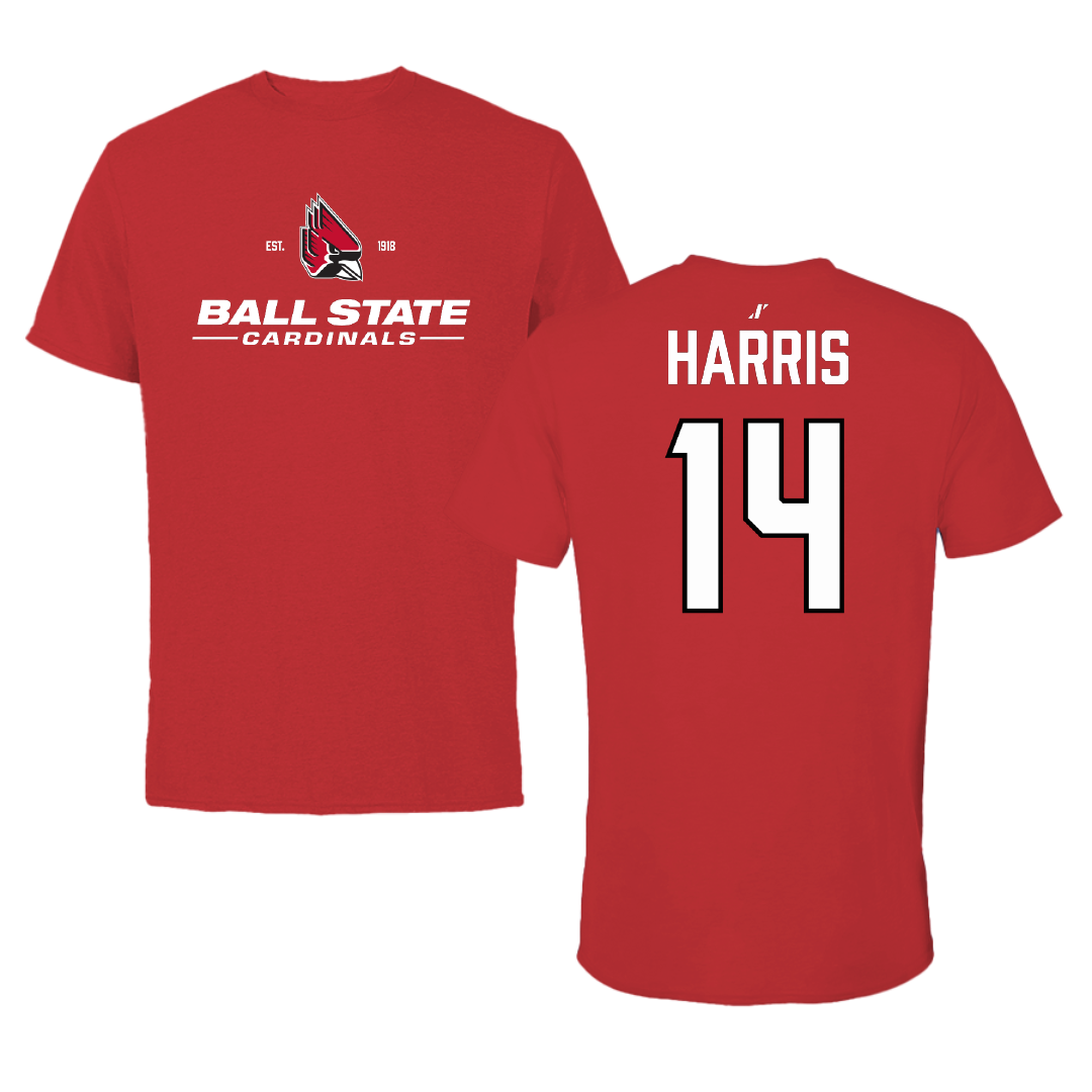 Ball State University Volleyball Red General Tee - #14 Jason Harris