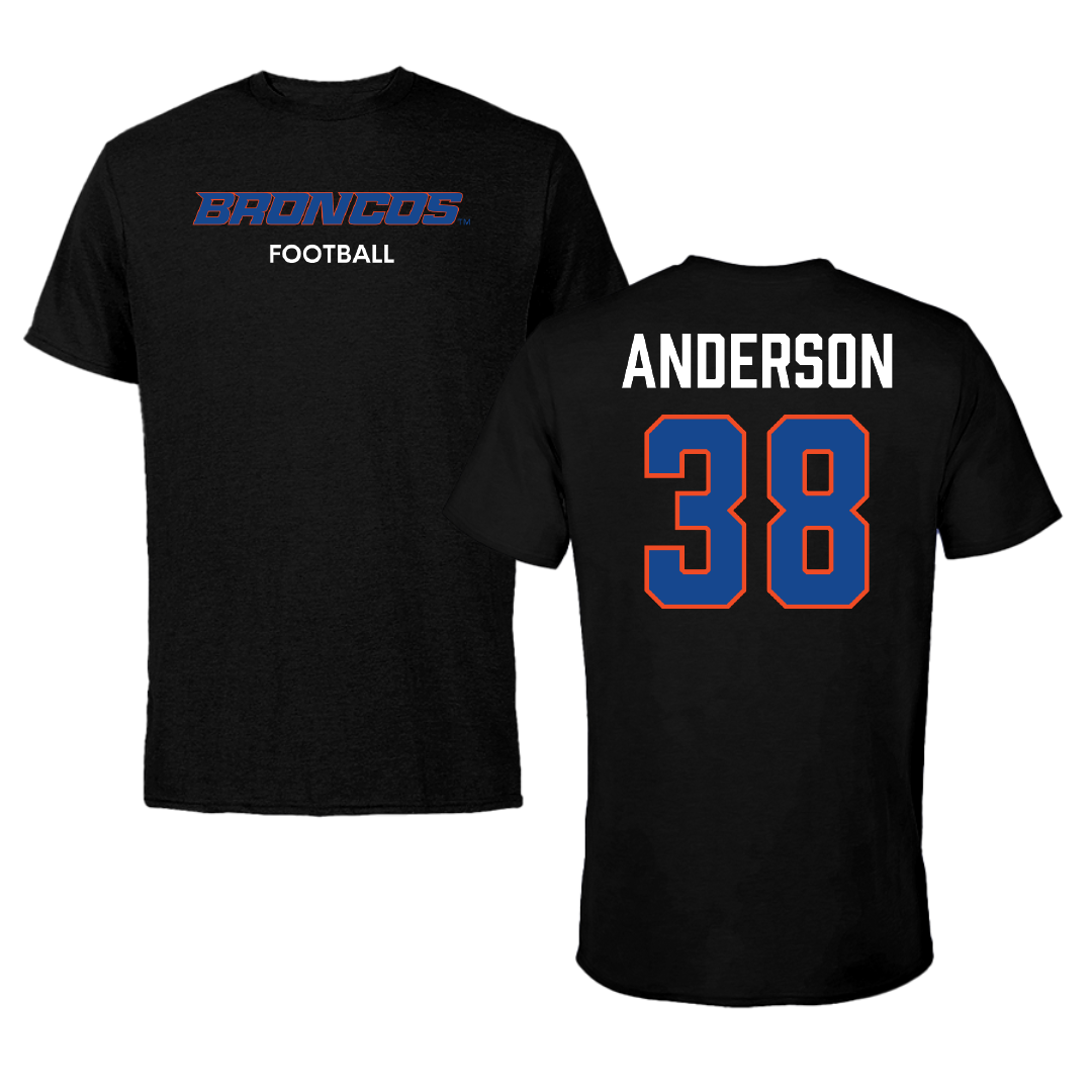 Boise State University Football Black Performance Tee - #38 Travis Anderson