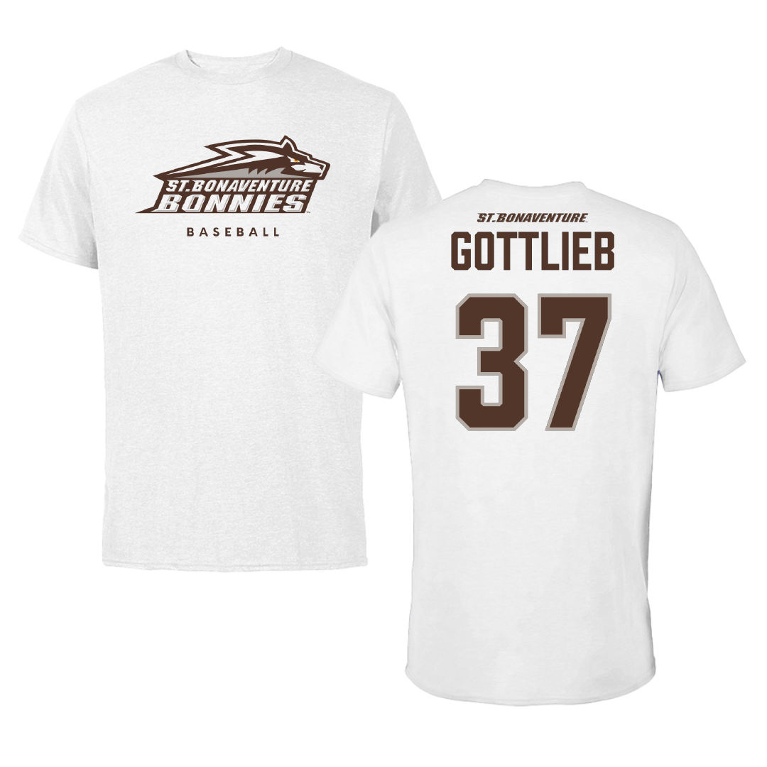 St. Bonaventure University Baseball White Performance Tee - #37 Justin Gottlieb