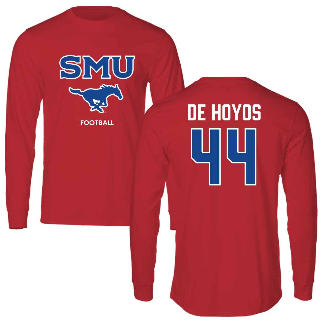 Southern Methodist University Football Red Long Sleeve - #44 Michael De Hoyos
