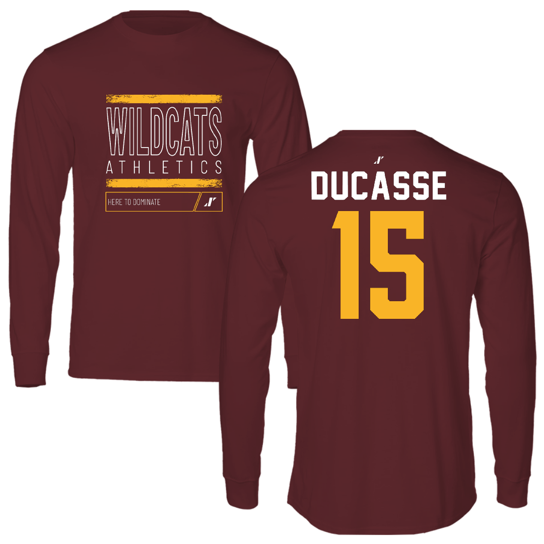 Bethune-Cookman University Baseball Maroon Dominate Performance Long Sleeve - #15 Isaias Ducasse