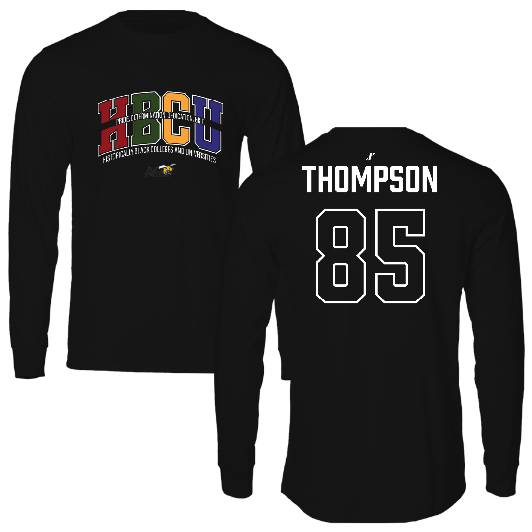 Alabama State University Football Black HBCU Performance Long Sleeve - #85 Manny Thompson