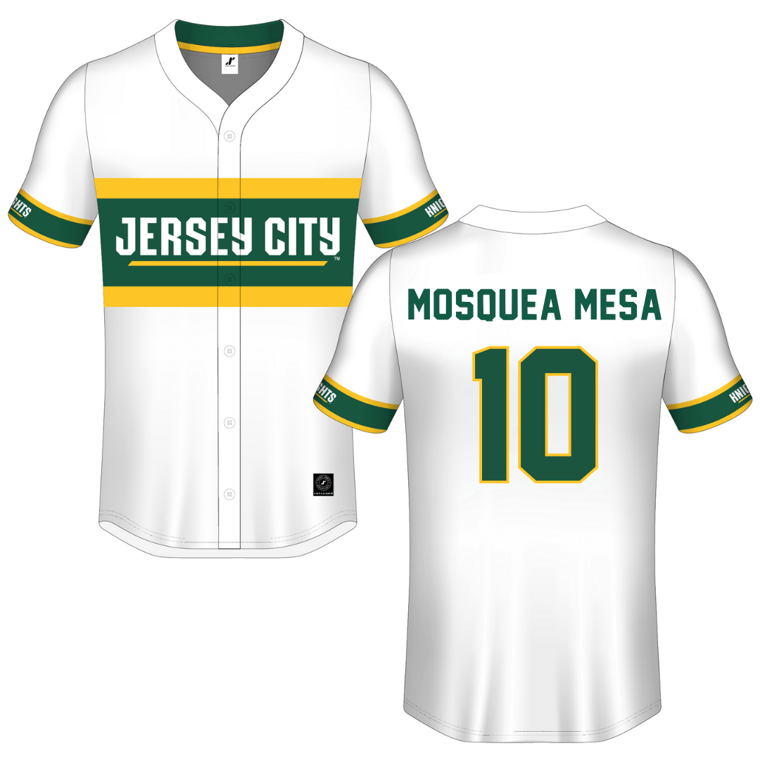 New Jersey City University White Button-Down Jersey - #10 Frandi Mosquea Mesa
