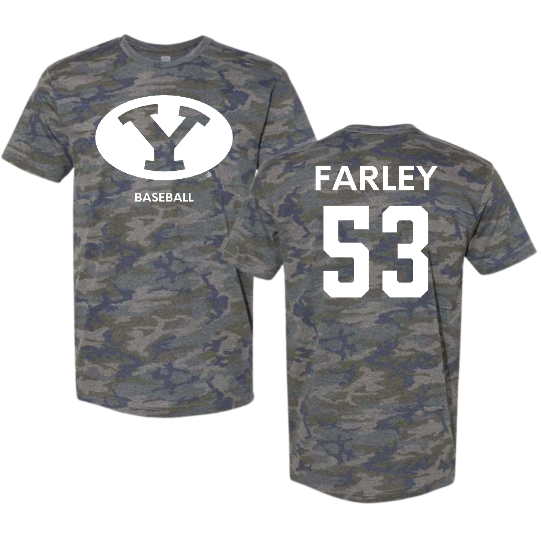 Brigham Young University Baseball Vintage Camo Tee - #53 Ziegen Farley