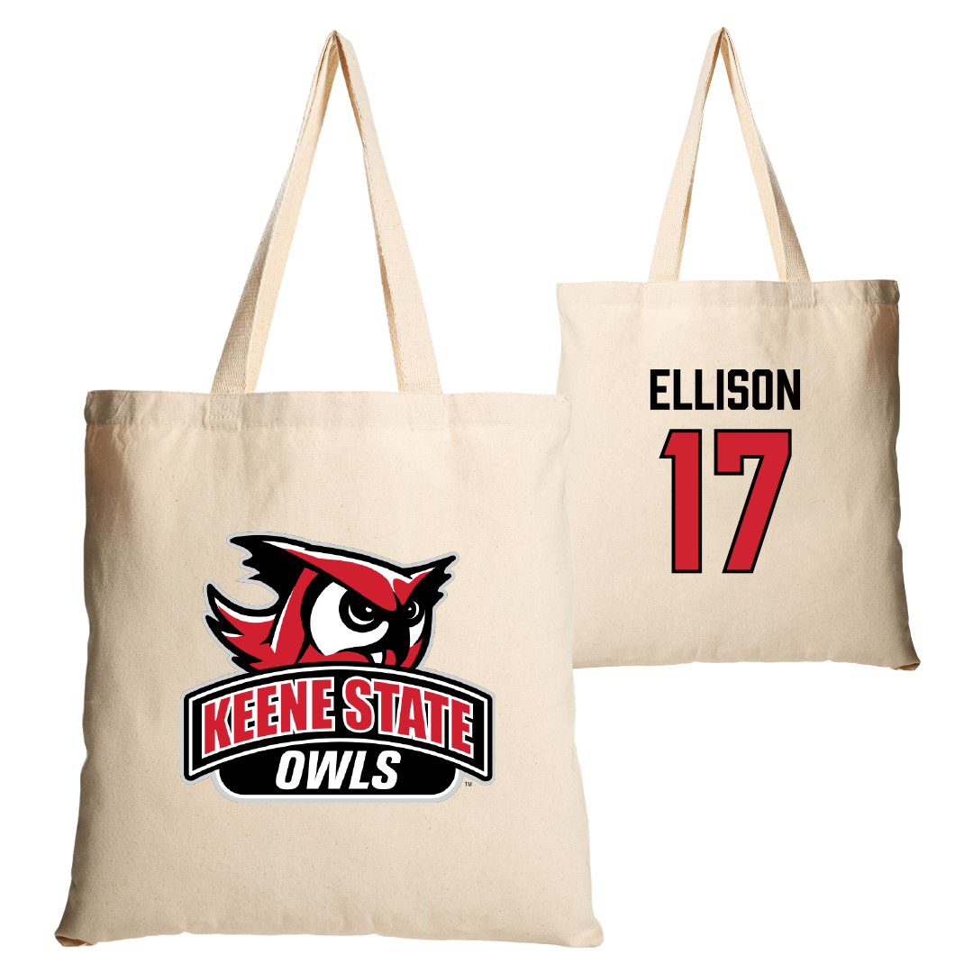 Keene State College Baseball Tan Canvas Tote Bag - #17 Dylan Ellison