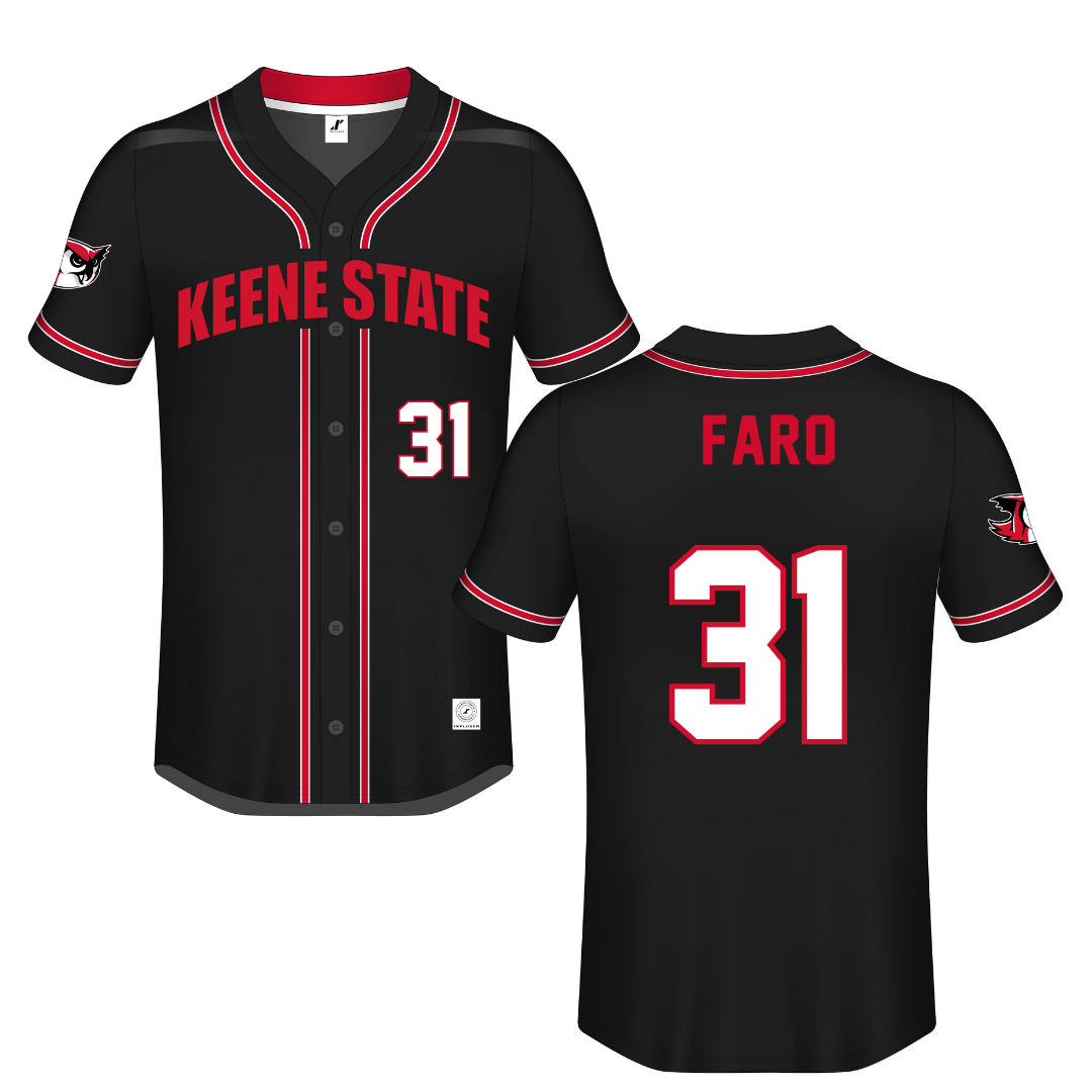 Keene State College Black Button-Down Jersey - #31 Zach Faro