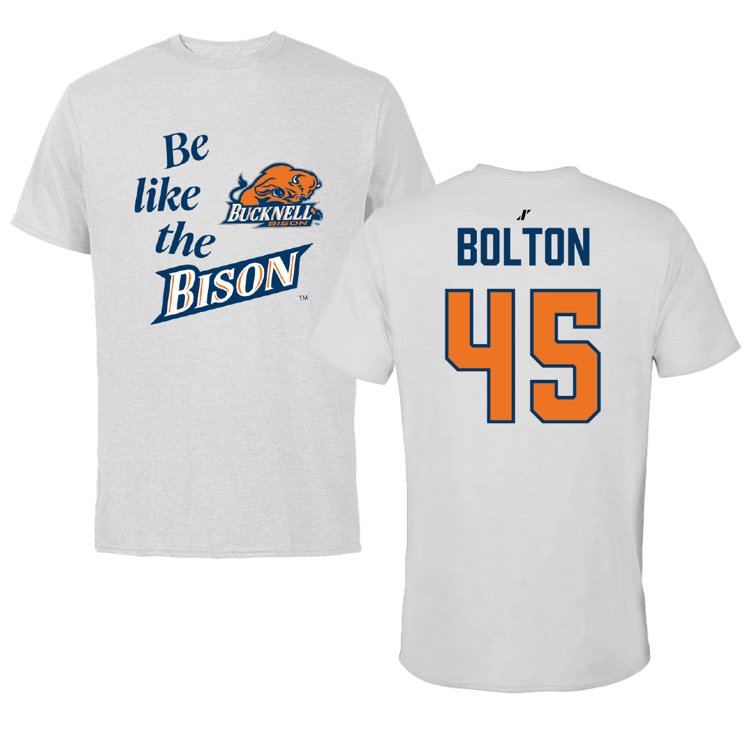 Bucknell University Football Light Gray Be Like Us Performance Tee - #45 Cooper Bolton