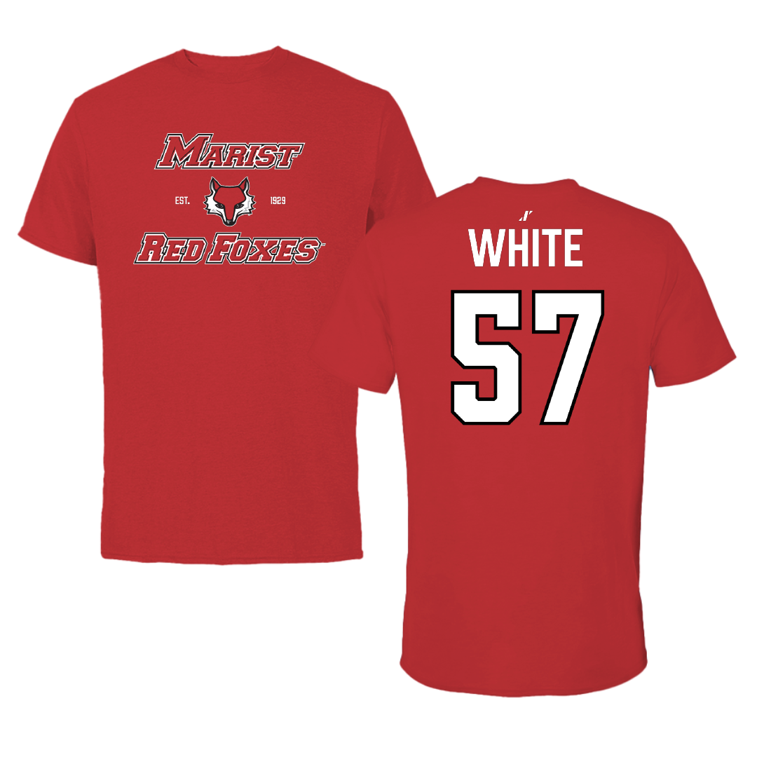 Marist University Football Red General Tee - #57 Aiden White