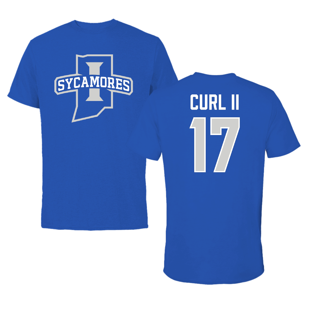 Indiana State University Baseball Blue Mascot Tee - #17 John Curl II