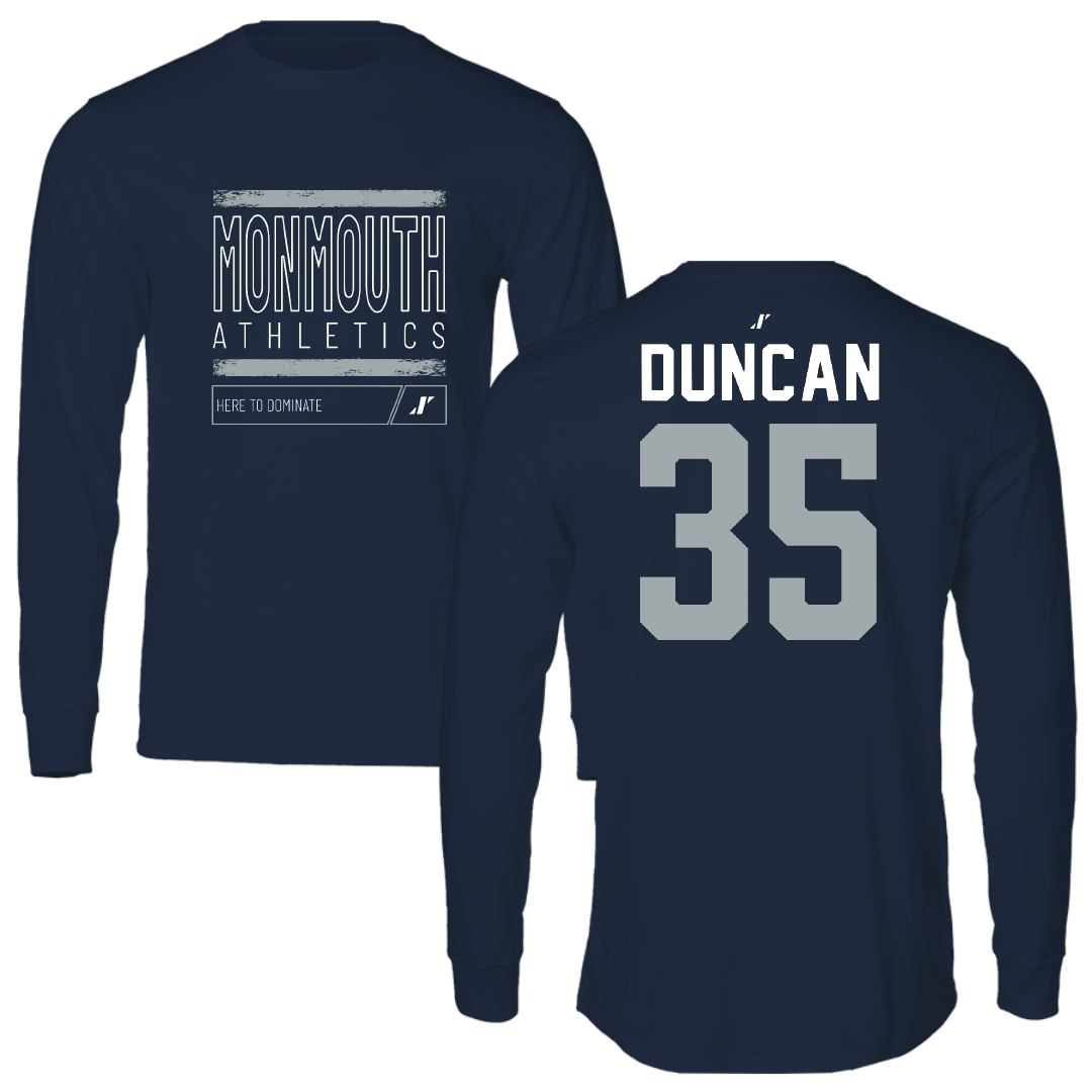 Monmouth University Lacrosse Navy Dominate Performance Long Sleeve - #35 Conor Duncan
