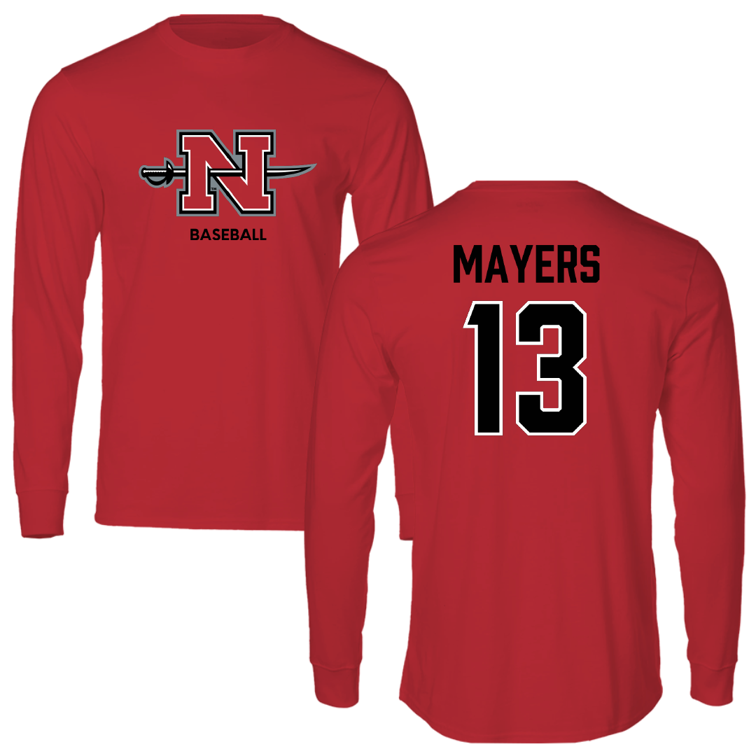 Nicholls State University Baseball Red Mascot Performance Long Sleeve - #13 Jacob Mayers
