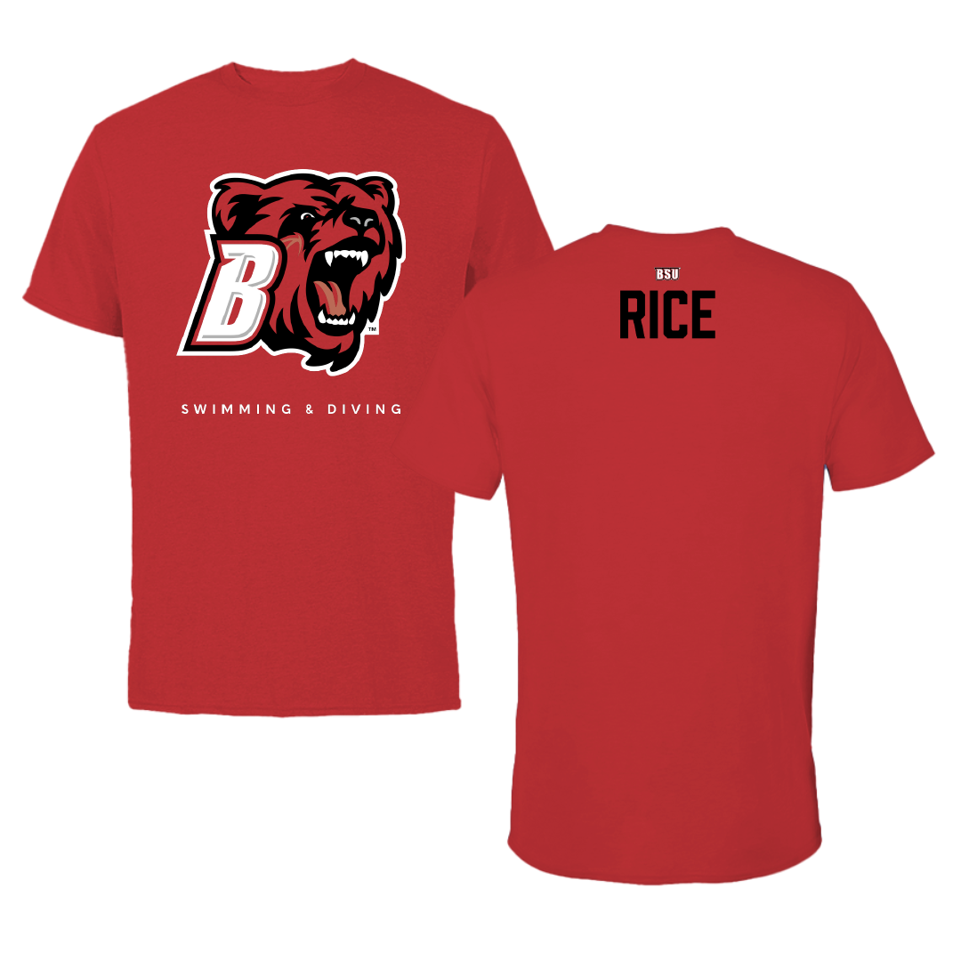 Bridgewater State University Swimming & Diving Red Performance Tee - Hunter Rice