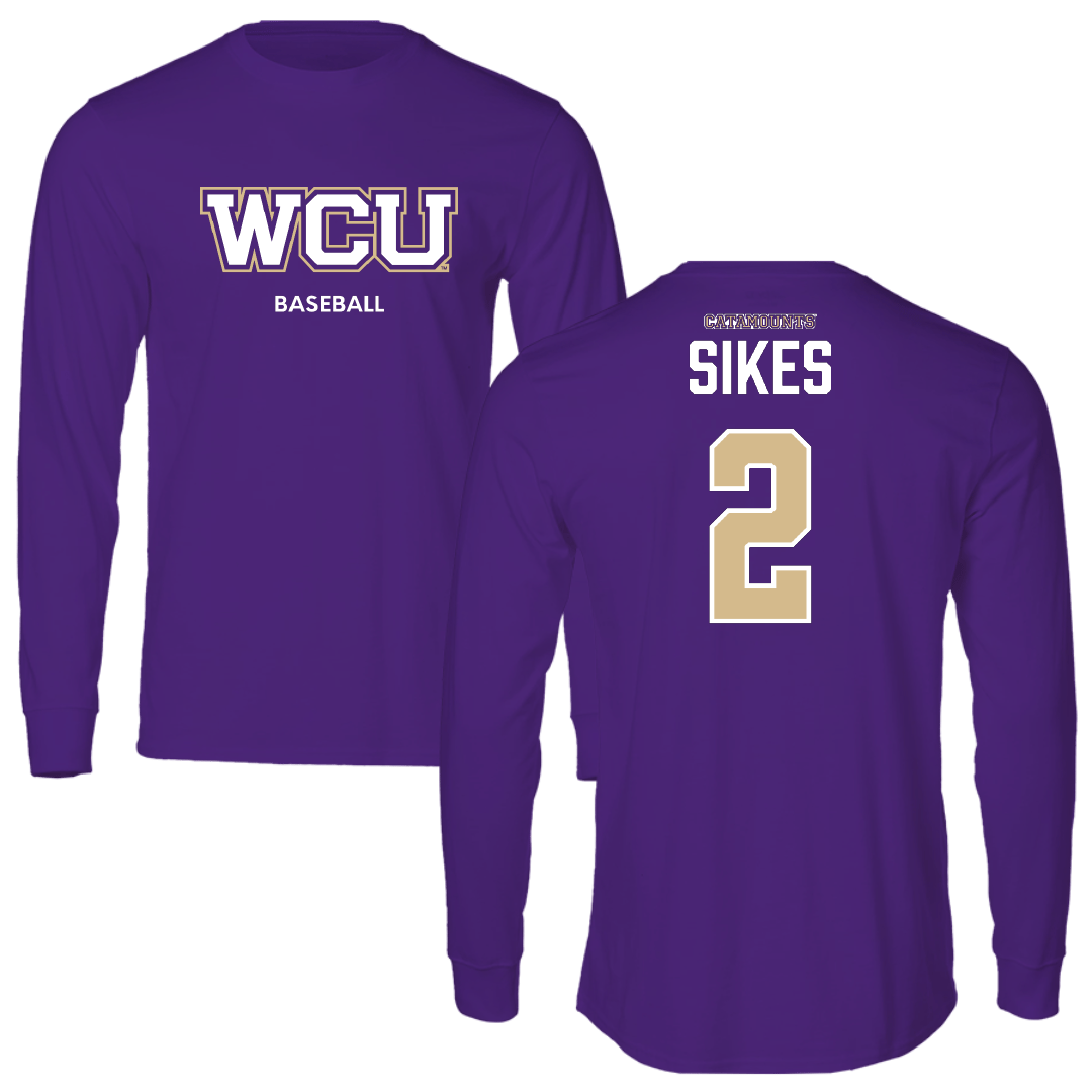 Western Carolina University Baseball Purple Long Sleeve - #2 Yates Sikes