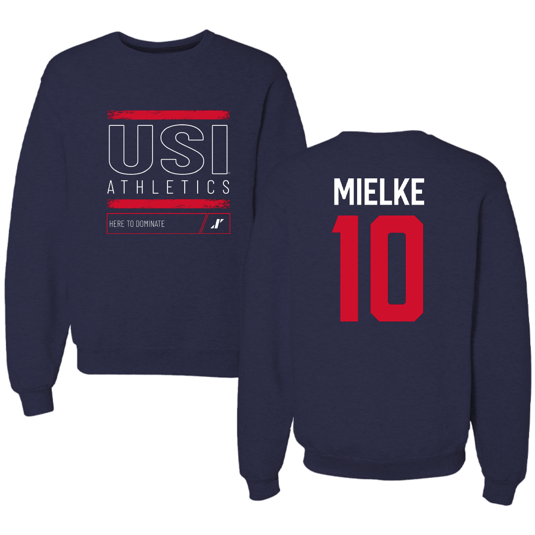 University of Southern Indiana Basketball Navy Dominate Crewneck - #10 Jack Mielke