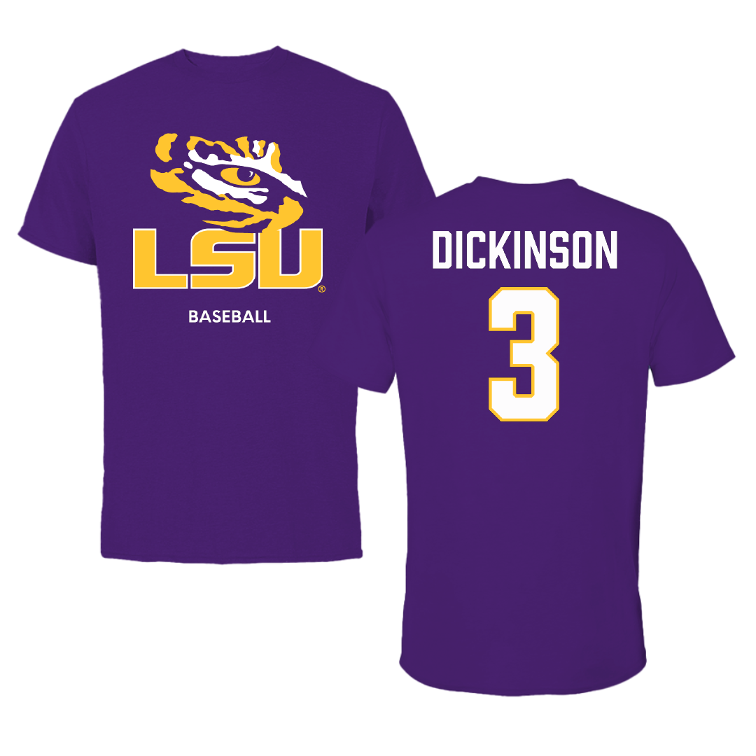 Louisiana State University Baseball Purple Performance Tee - #3 Daniel Dickinson