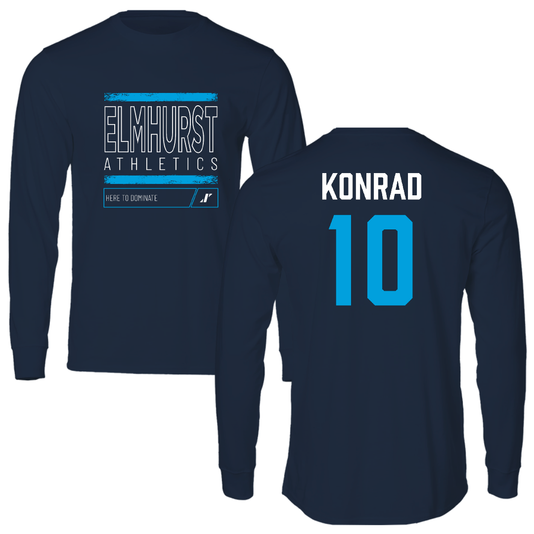 Elmhurst University Baseball Navy Dominate Performance Long Sleeve - #10 Zach Konrad