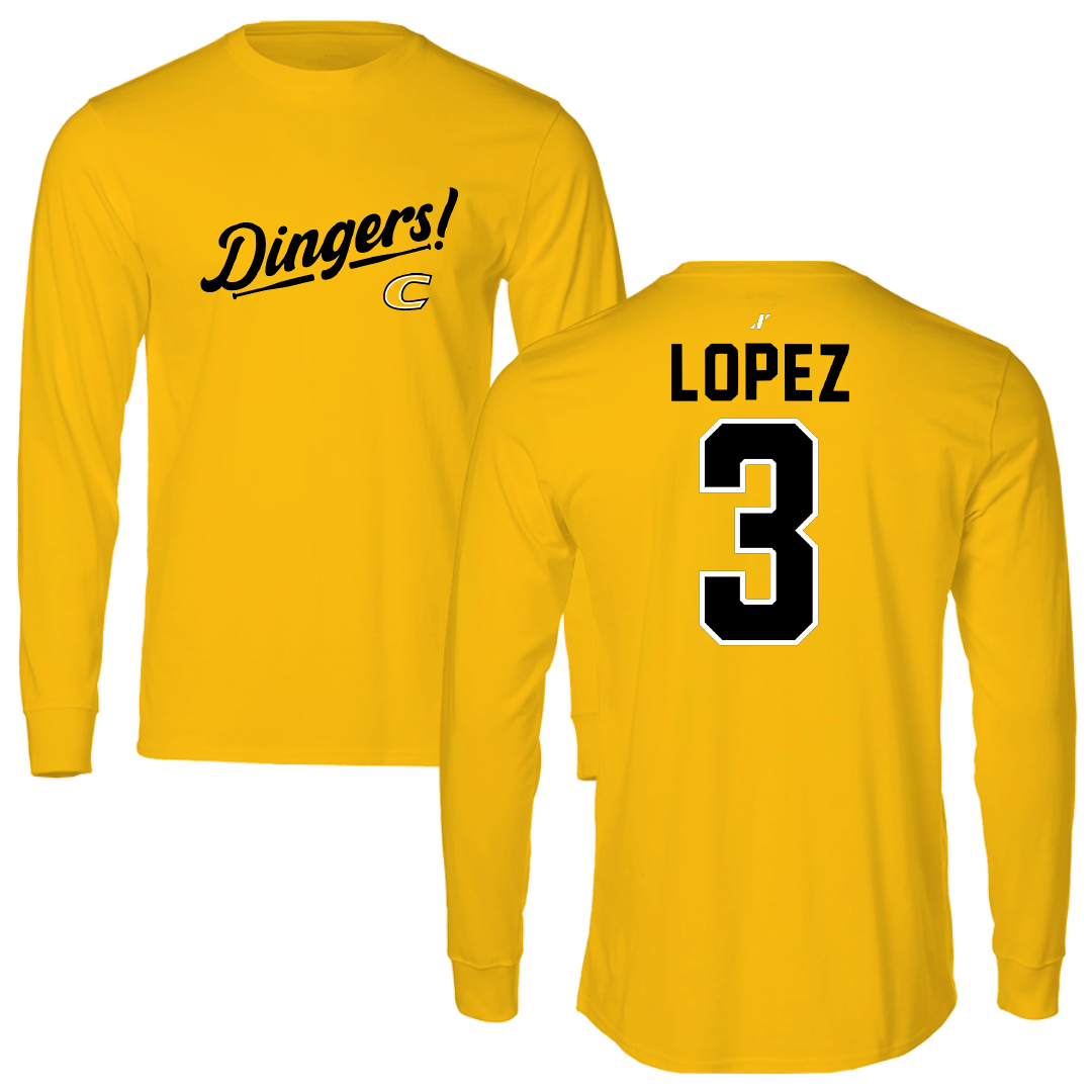 Centre College Baseball Gold Dingers Performance Long Sleeve - #3 Aaron Lopez
