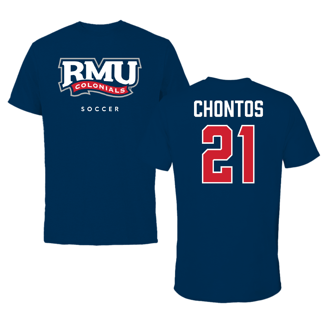 Robert Morris University Soccer Navy Performance Tee - #21 Sydney Chontos