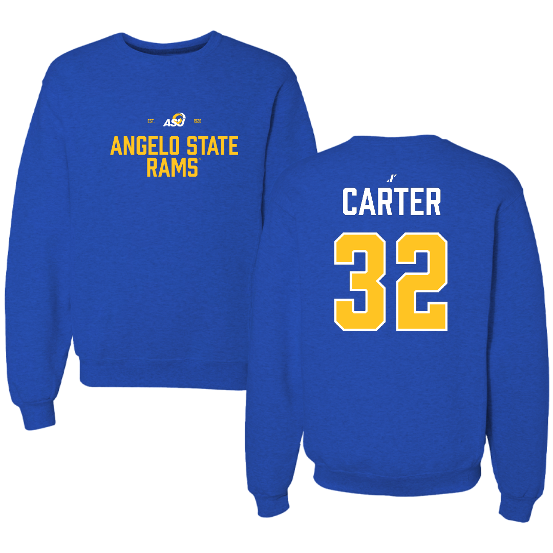 Angelo State University Football Blue General Crewneck - #32 Jaylen Carter