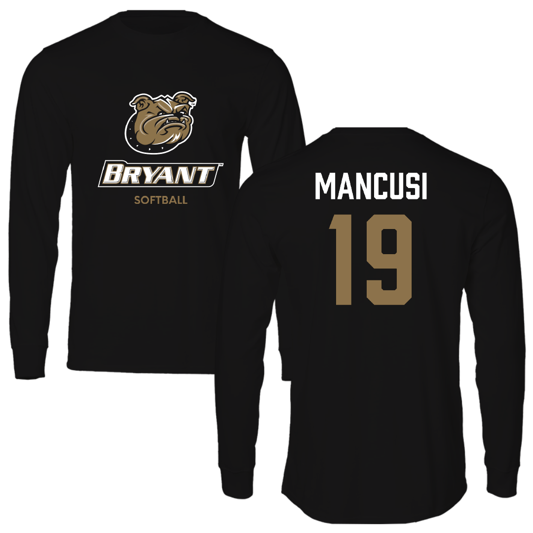 Bryant University Softball Black Performance Long Sleeve - #19 Emilia Mancusi