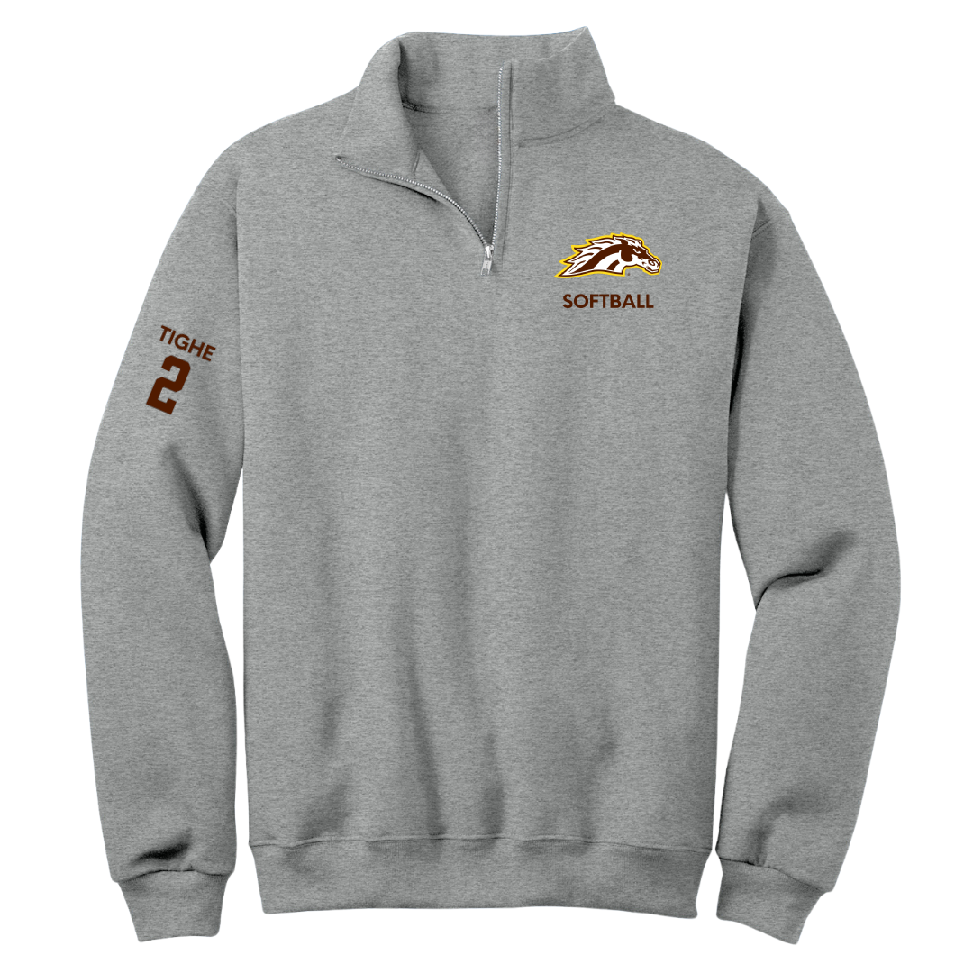Western Michigan University Softball Sport Gray Quarter-Zip - #2 Caitlin Tighe