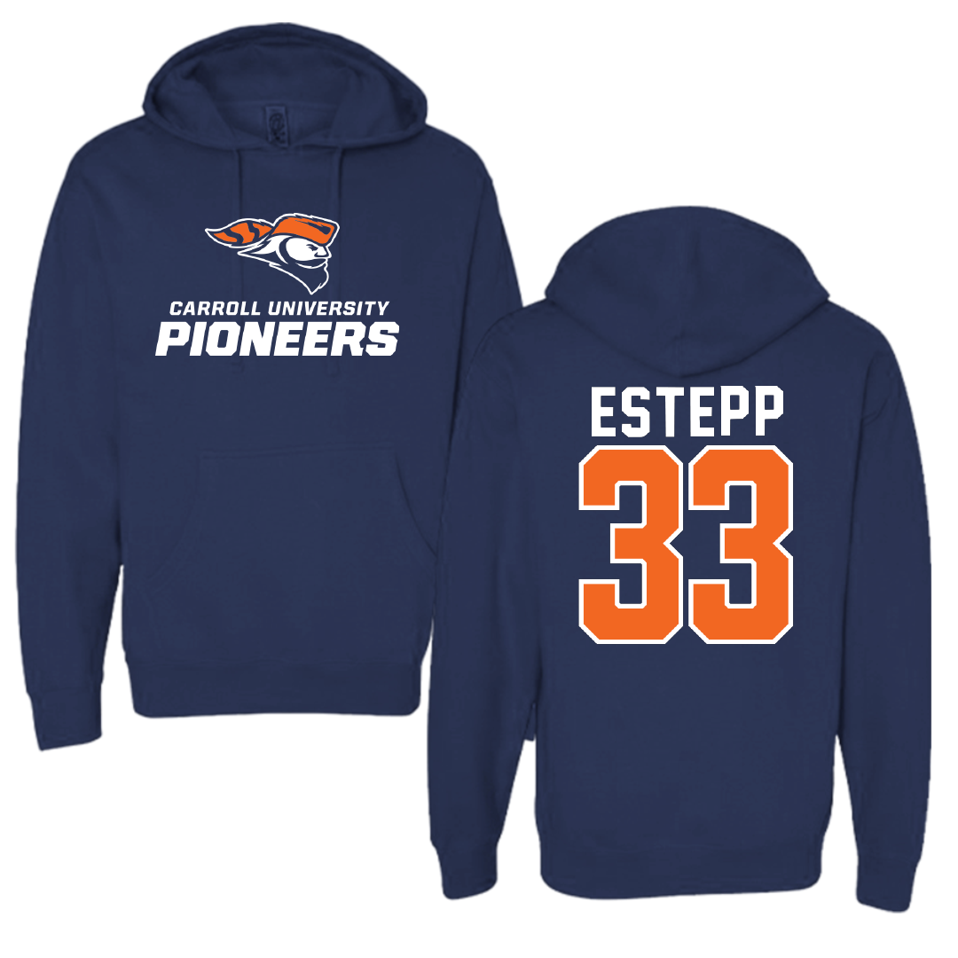 Carroll University Basketball Navy Hoodie - #33 Dennis Estepp