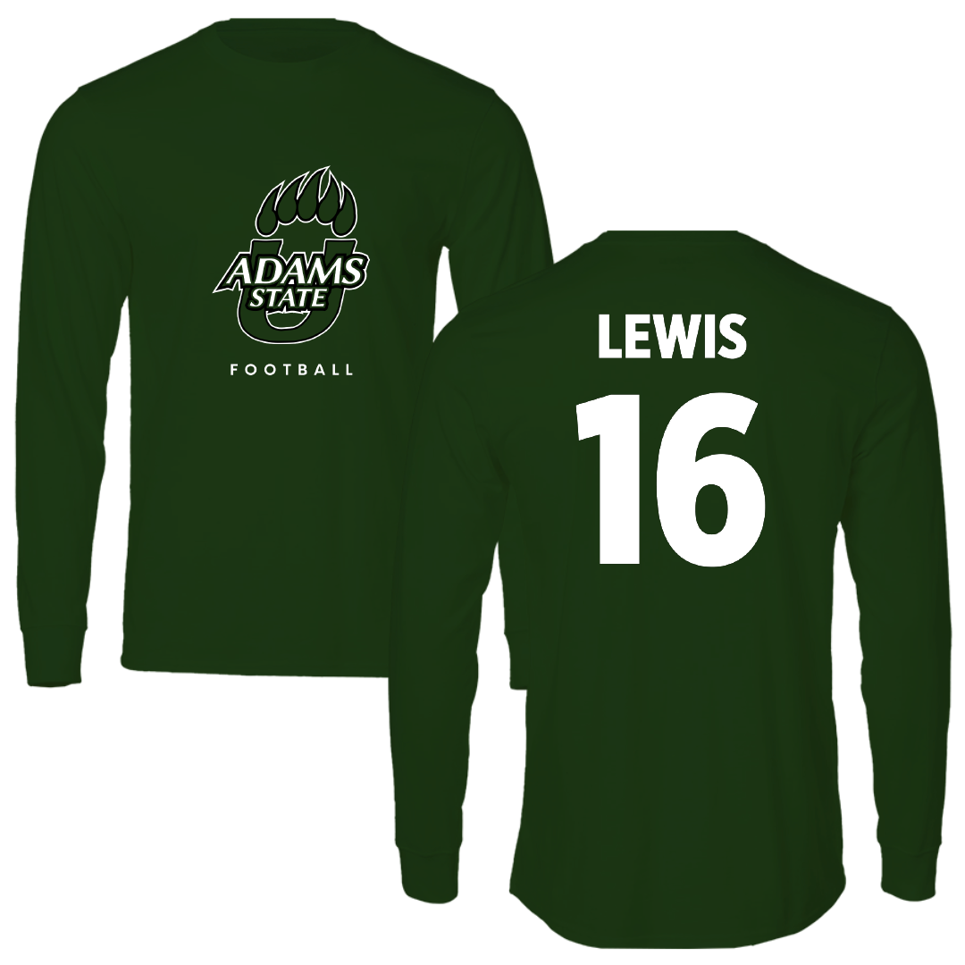 Adams State University Football Forest Green Performance Long Sleeve - #16 Jett Lewis