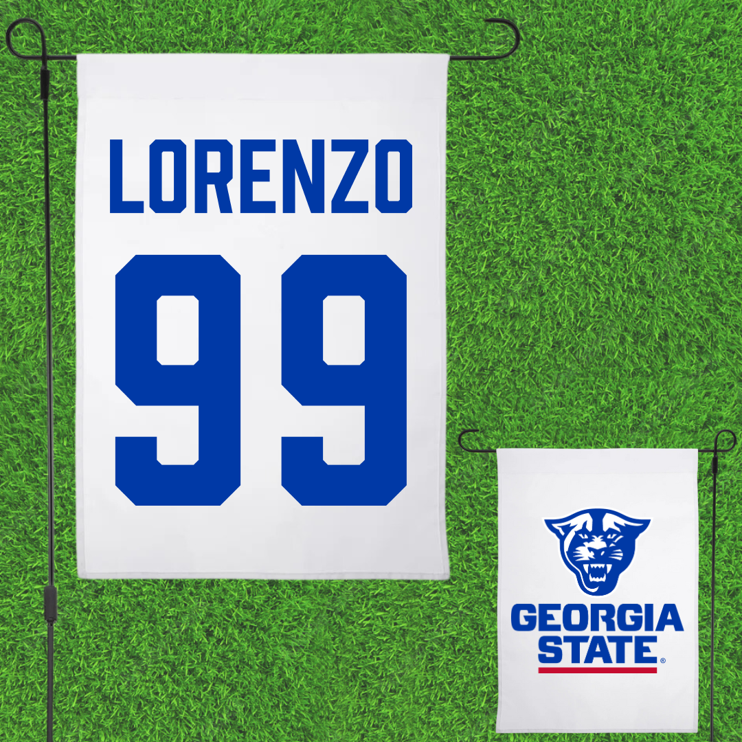 Georgia State University Football White Garden Flag - #99 Christian Lorenzo