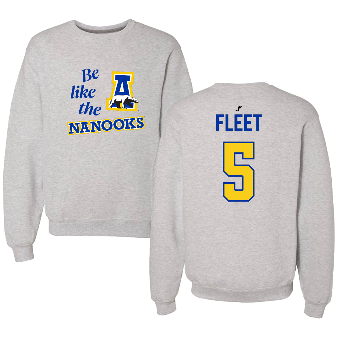 University of Alaska Fairbanks Ice Hockey (M) Light Gray Be Like Us Crewneck - #5 William Fleet