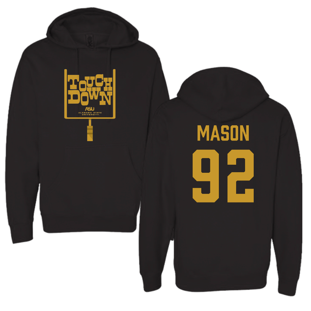 Alabama State University Football Black Touchdown Hoodie - #92 Ajani Mason