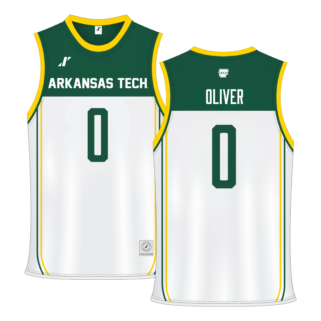 Arkansas Tech University White Basketball Jersey - #0 Kiran Oliver