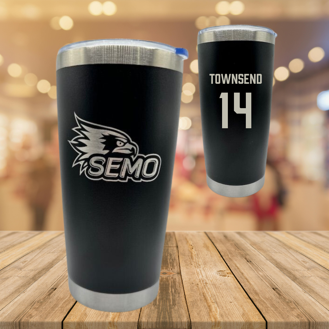 Southeast Missouri State University Football Black Stainless Steel Tumbler - #14 Amare Townsend