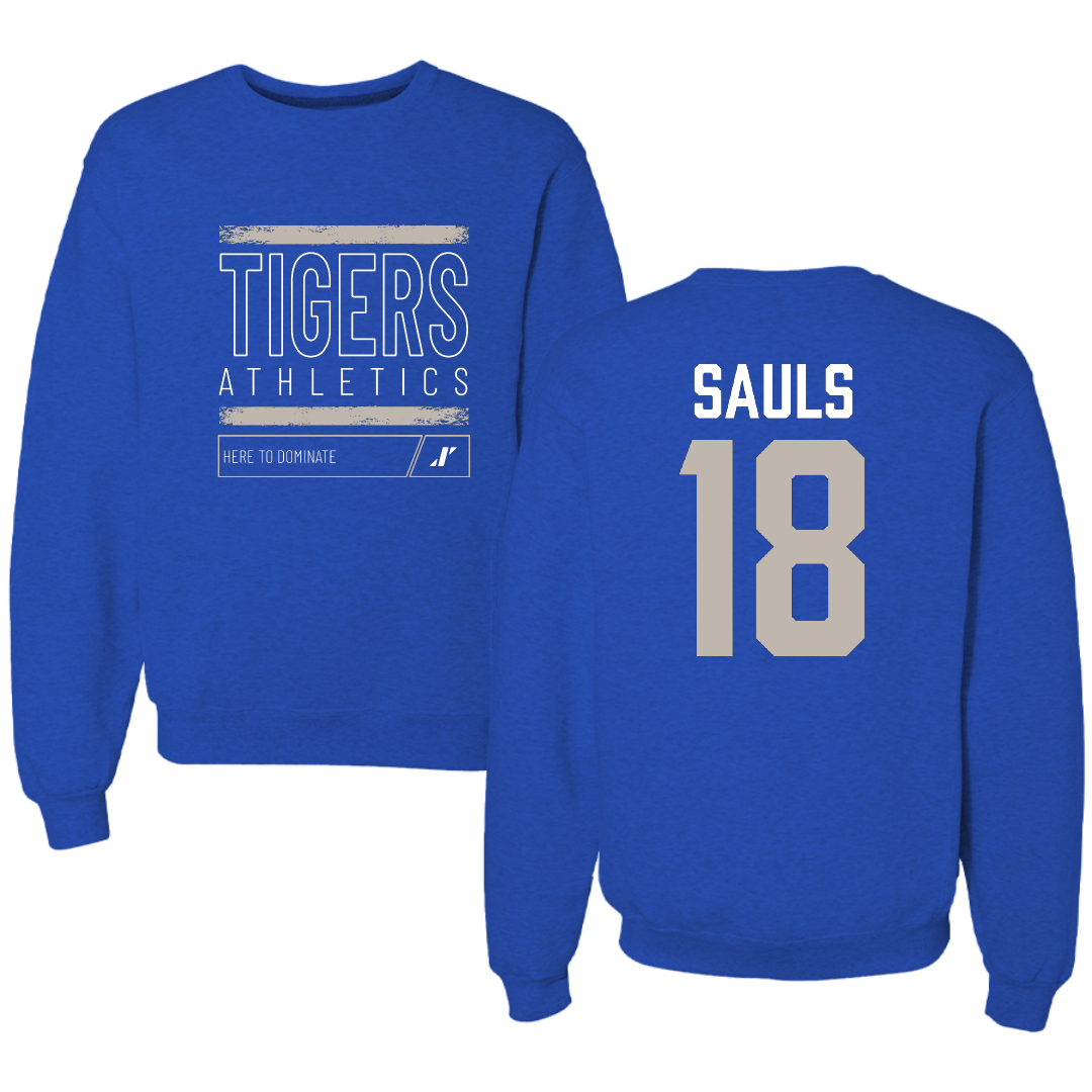 Voorhees University Baseball Blue Dominate Crewneck - #18 Trey Sauls