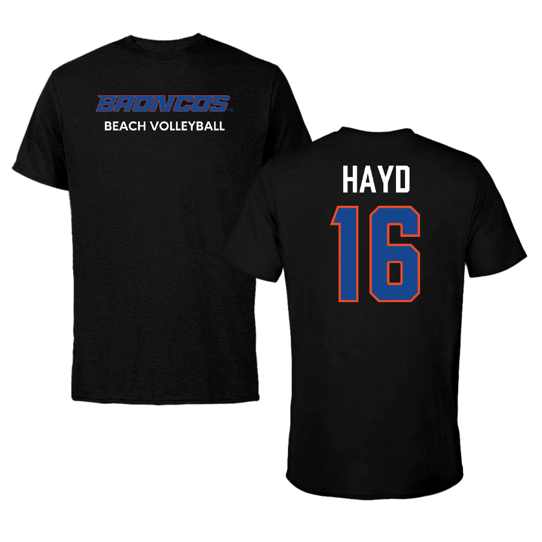 Boise State University Beach Volleyball Black Tee - #16 Nora Hayd