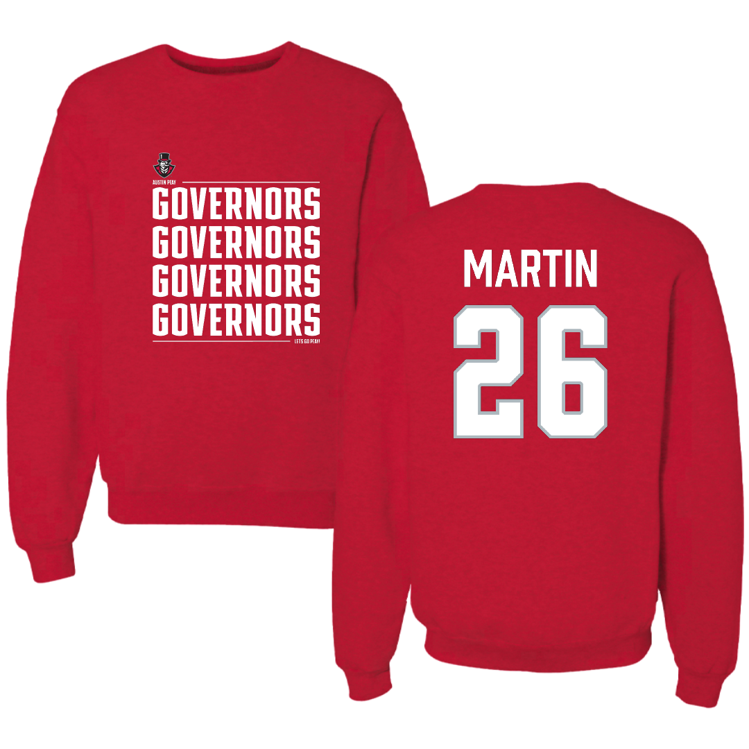 Austin Peay State University Softball Red General Crewneck - #26 Ashley Martin