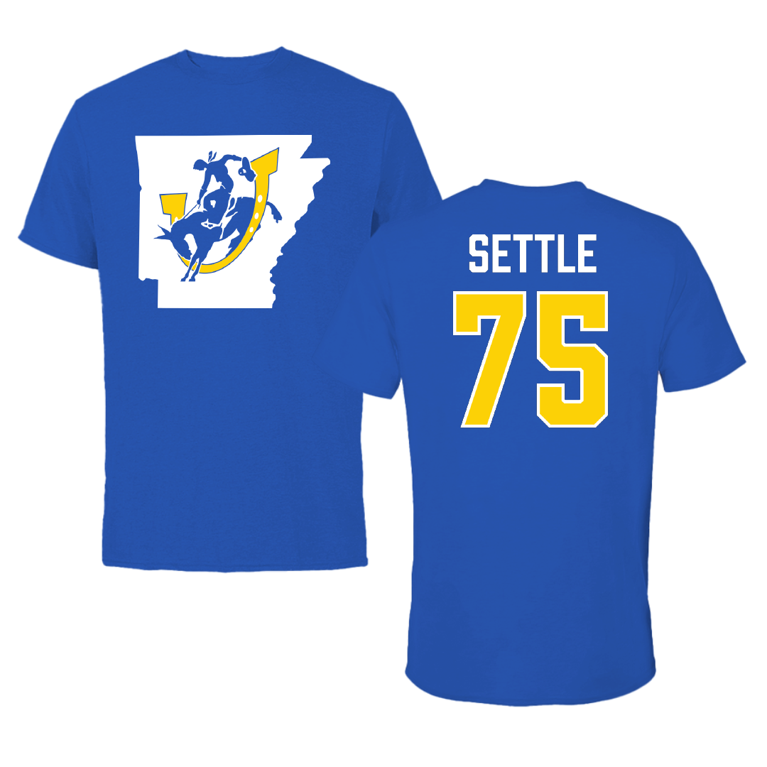 Southern Arkansas University Football Blue State Tee - #75 Tate Settle