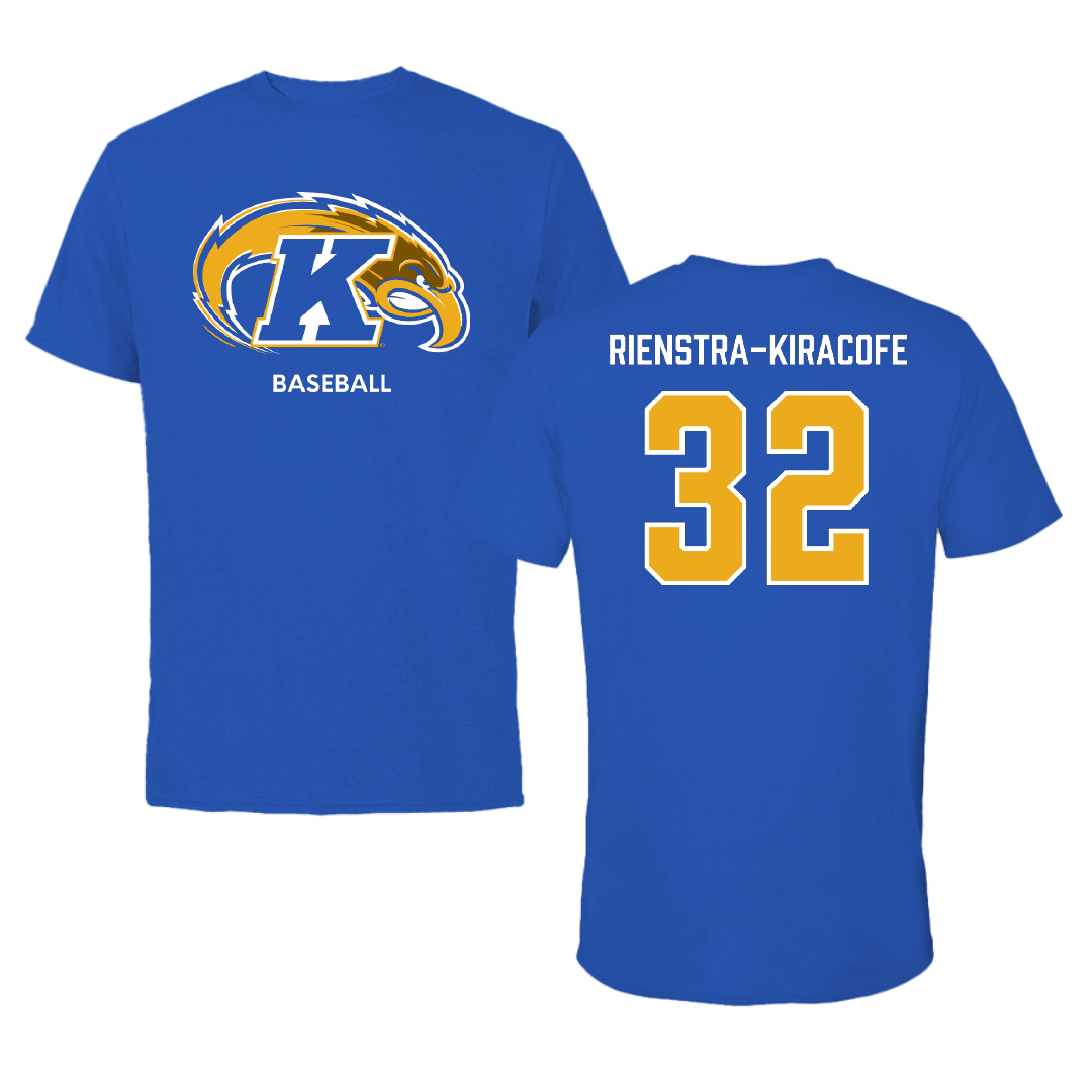 Kent State University Baseball Blue Performance Tee - #32 Micah Rienstra-Kiracofe