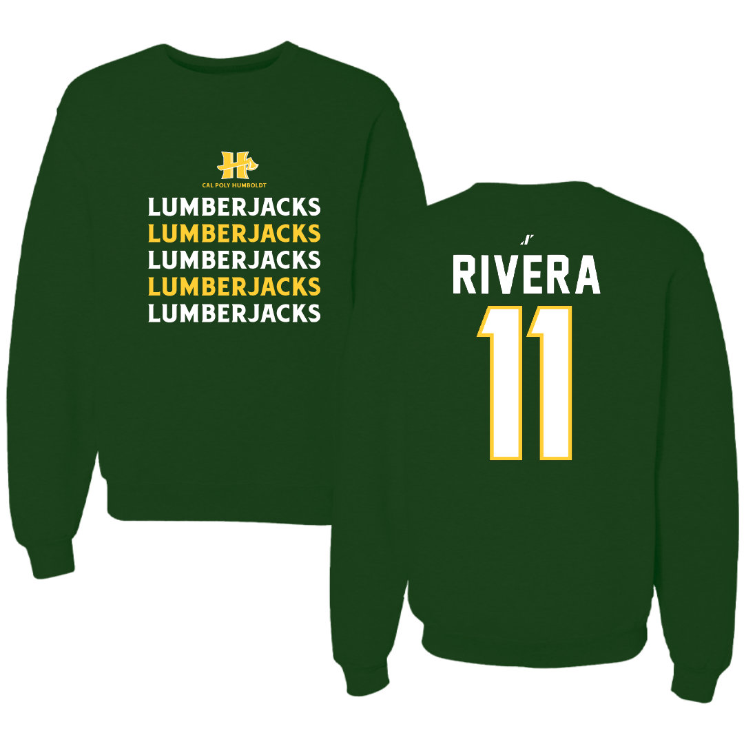 Cal Poly Humboldt Softball Forest Green General Crewneck - #11 Julia Rivera