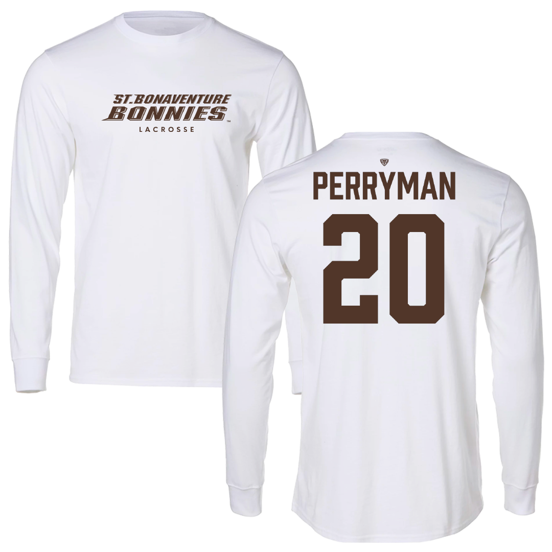 St. Bonaventure University Lacrosse White Performance Long Sleeve - #20 Chase Perryman