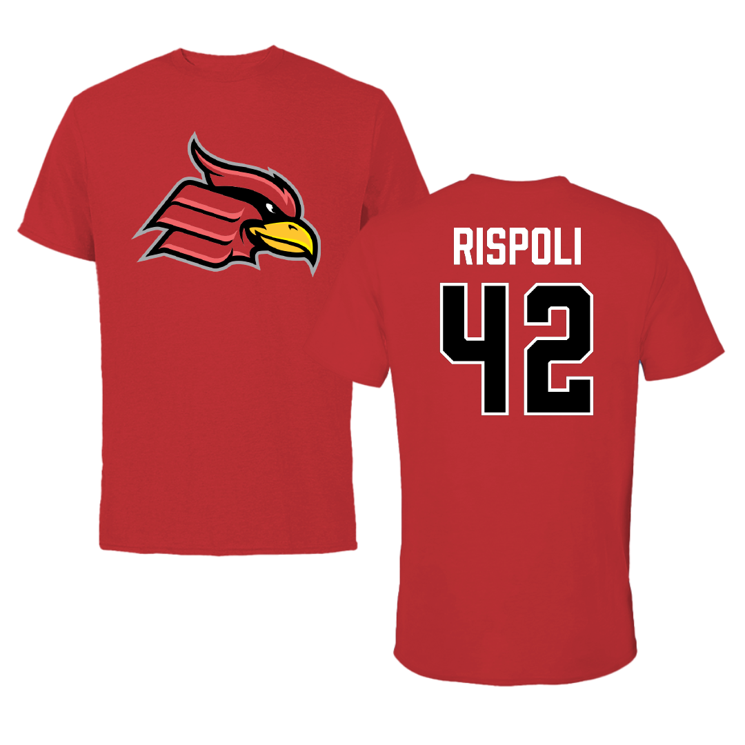 Wheeling University Football Red Performance Tee - #42 Joe Rispoli