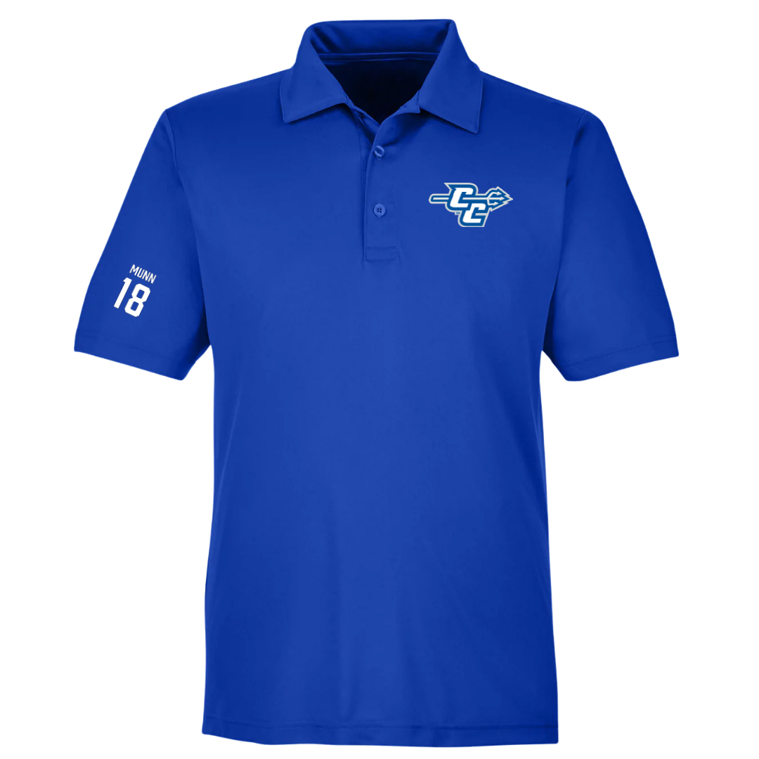 Central Connecticut State University Baseball Blue Polo - #18 Drew Munn
