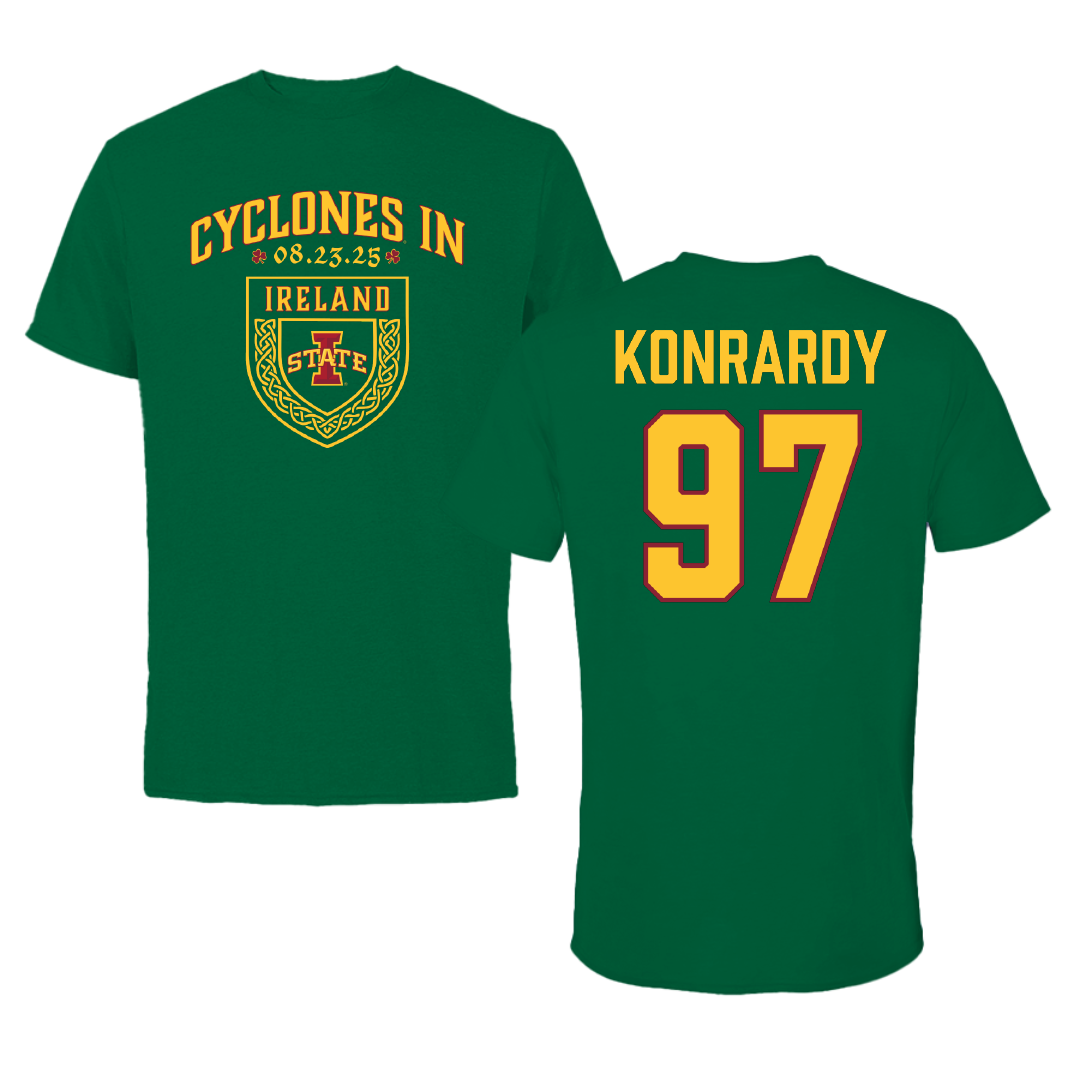 Iowa State University Football Green Cyclones in Ireland Tee - #97 Kyle Konrardy