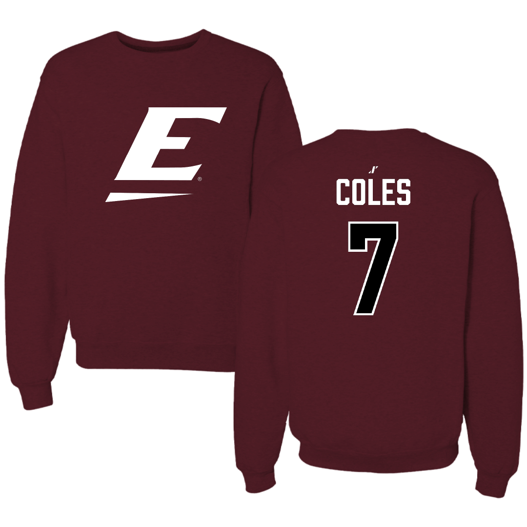 Eastern Kentucky University Basketball Maroon Crewneck - #7 Trey Coles
